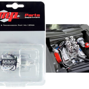 Injected 383 Small Block Engine and Transmission Replica from "1970 Chevrolet Nova Destroyer" 1/18 Scale Model by GMP Automotive by Diecast Mania