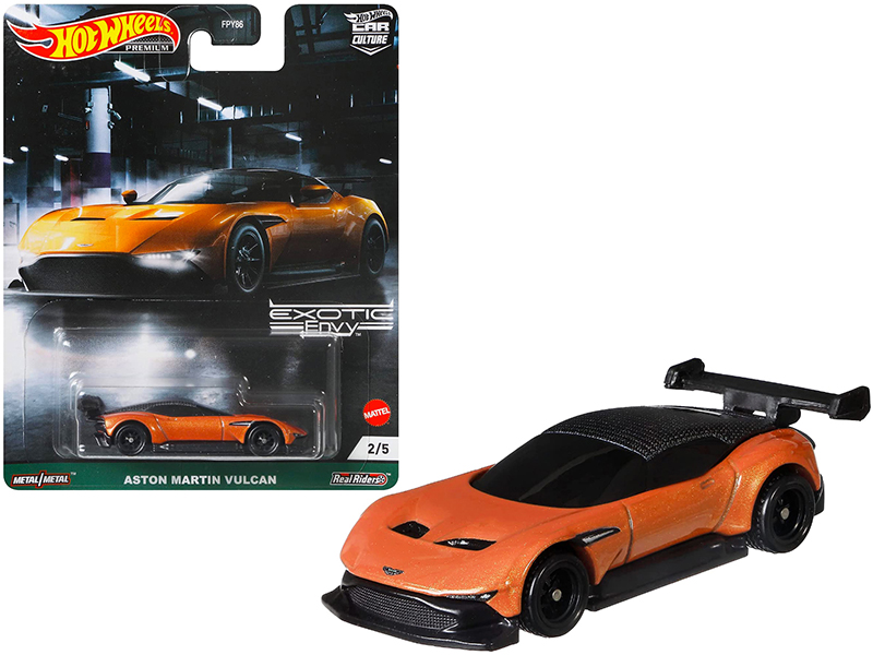Aston Martin Vulcan Orange Metallic "Exotic Envy" Series Diecast Model Car by Hot Wheels Automotive