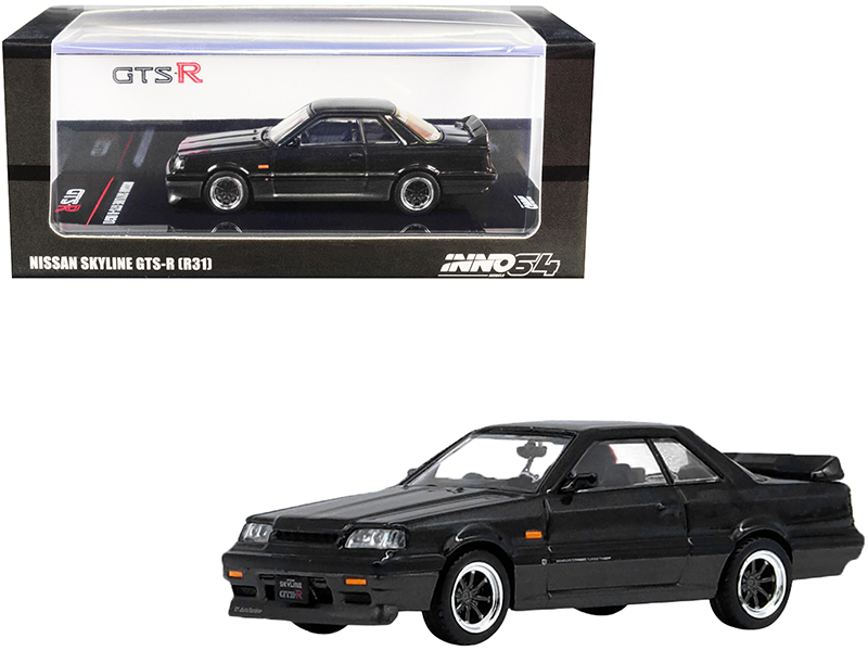 Nissan Skyline GTS-R (R31) RHD (Right Hand Drive) Black Metallic and Gun Metal Gray 1/64 Diecast Model Car by Inno Models Automotive