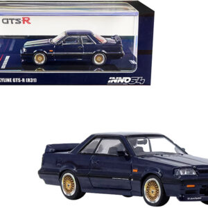 Nissan Skyline GTS-R (R31) RHD (Right Hand Drive) Dark Blue Metallic with Gold Wheels 1/64 Diecast Model Car by Inno Models Sports Car Racing Collectibles by Diecast Mania