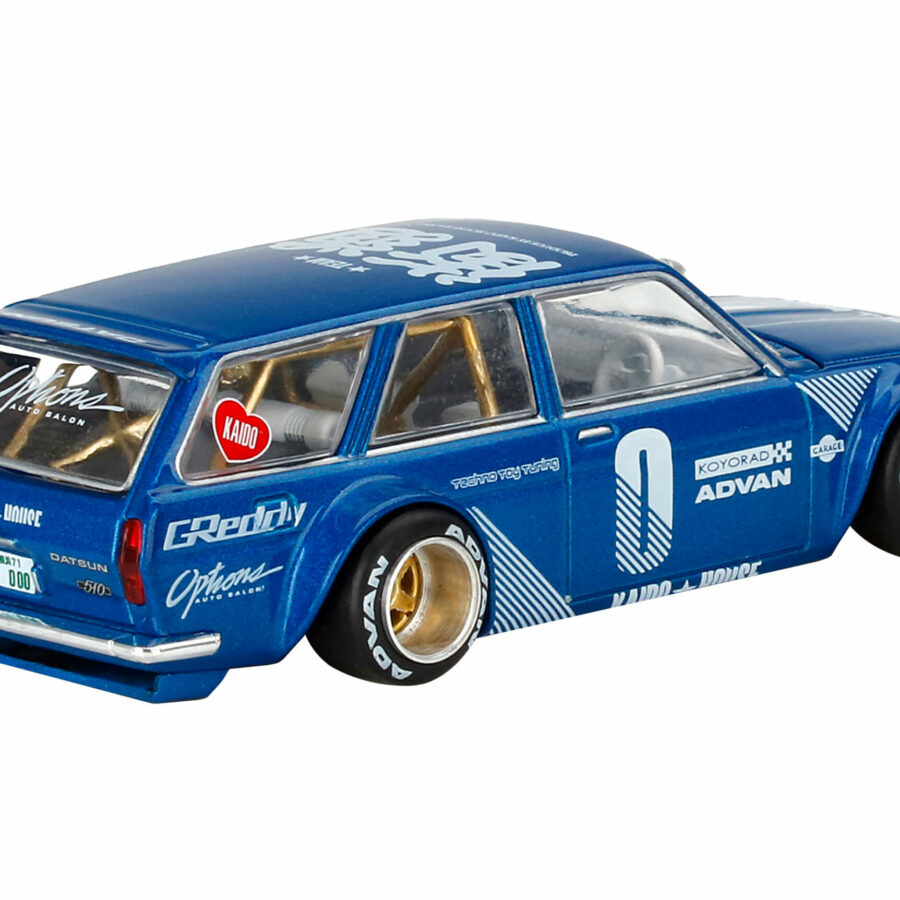 1971 Datsun 510 Wagon RHD (Right Hand Drive) Blue Metallic (Designed by Jun Imai) "Kaido House" Special 1/64 Diecast Model Car by True Scale Miniatures Automotive