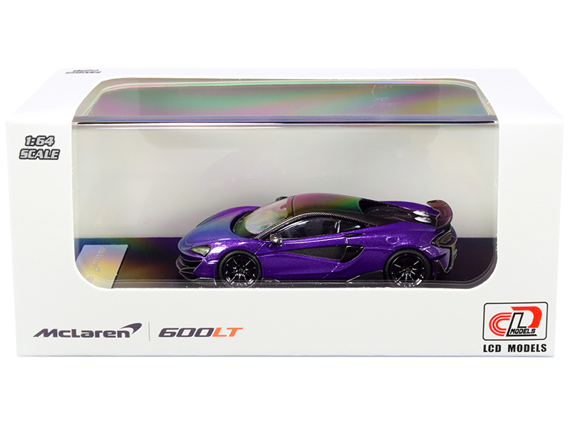 McLaren 600LT Purple Metallic with Carbon Top and Carbon Accents 1/64 Diecast Model Car by LCD Models Automotive