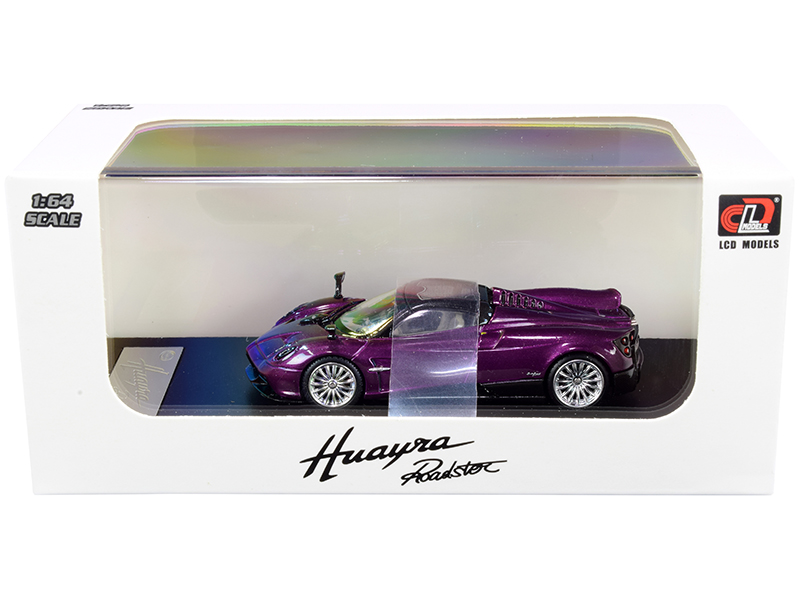 Pagani Huayra Roadster Purple Metallic with Carbon Top and Carbon Accents 1/64 Diecast Model Car by LCD Models Automotive