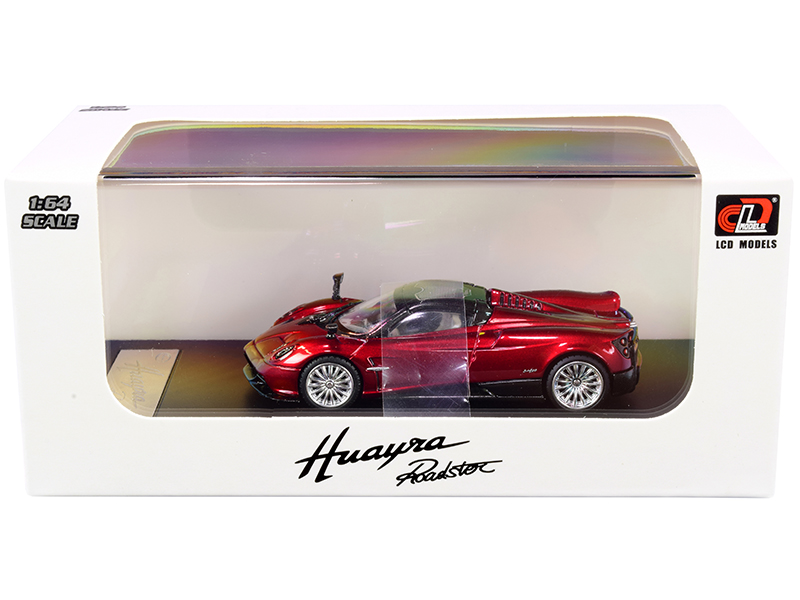 Pagani Huayra Roadster Red Metallic with Carbon Top and Carbon Accents 1/64 Diecast Model Car by LCD Models Automotive