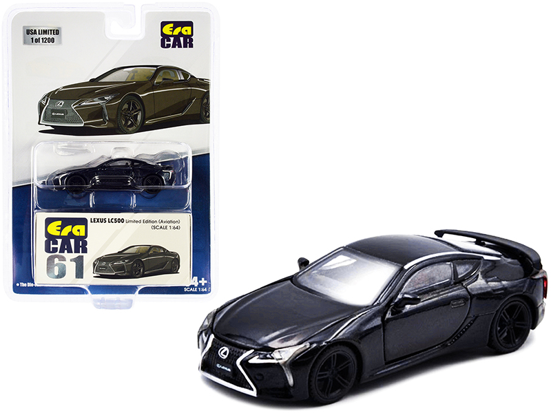Lexus LC500 Aviation Black Metallic Limited Edition to 1200 pieces 1/64 Diecast Model Car by Era Car Automotive