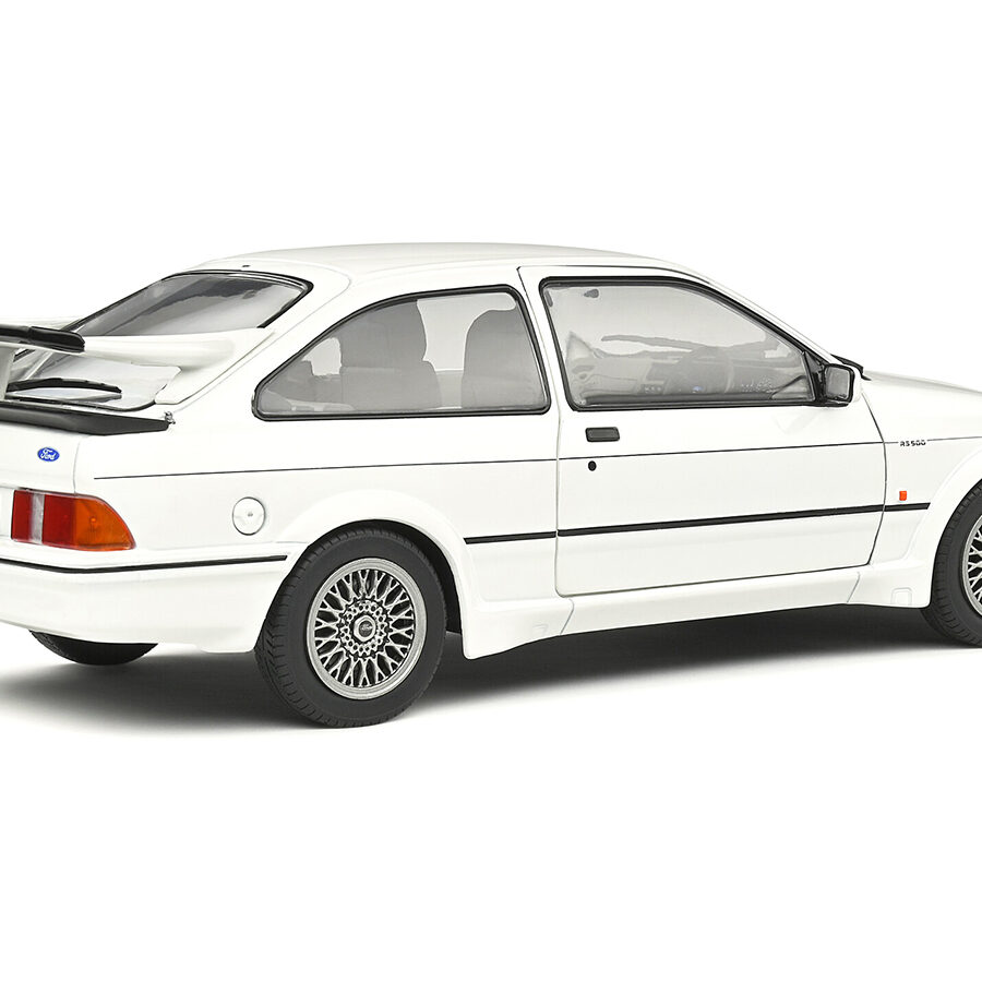 1987 Ford Sierra RS500 RHD (Right Hand Drive) White with Black Stripes 1/18 Diecast Model Car by Solido Automotive