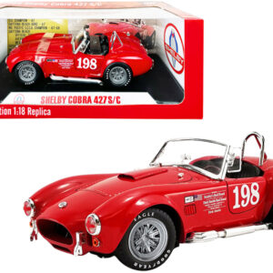 1965 Shelby Cobra 427 S/C Convertible #198 Red "ACME Exclusive" 1/18 Diecast Model Car by Shelby Collectibles by Diecast Mania