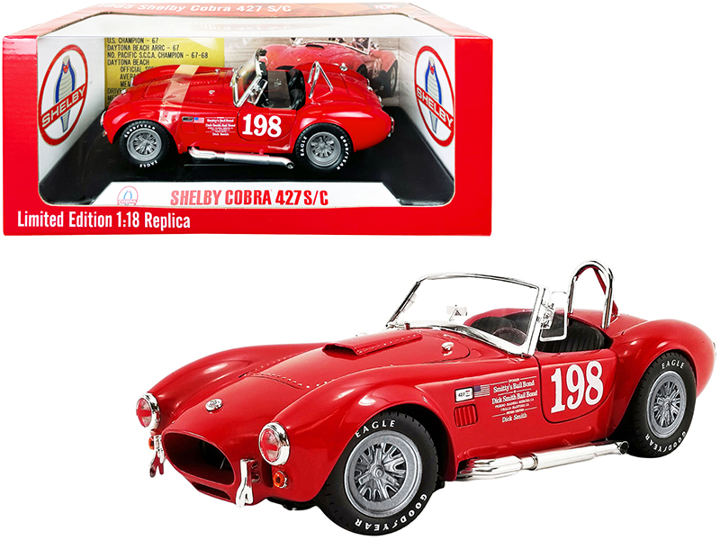1965 Shelby Cobra 427 S/C Convertible #198 Red "ACME Exclusive" 1/18 Diecast Model Car by Shelby Collectibles Automotive