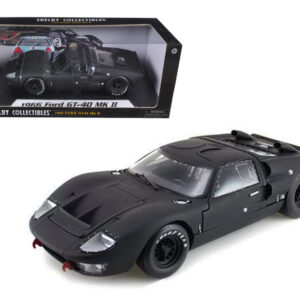 1966 Ford GT-40 GT40 MK 2 Matt Black 1/18 Diecast Car Model by Shelby Collectibles Ford by Diecast Mania