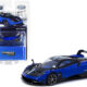 Pagani Huayra BC Blue Francia Metallic and Black with Stripes and Blue Interior "Global64" Series 1/64 Diecast Model Car by Tarmac Works Pagani Huayra BC Blue Francia Metallic and Black with Stripes and Blue Interior "Global64" Series 1/64 Diecast Model Car by Tarmac Works