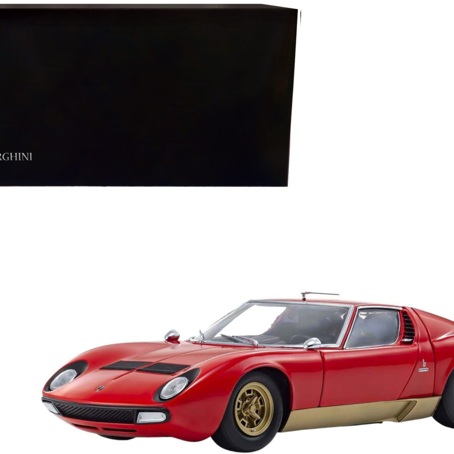 Lamborghini Miura P400SV Red and Gold 1/18 Diecast Model Car by Kyosho Automotive