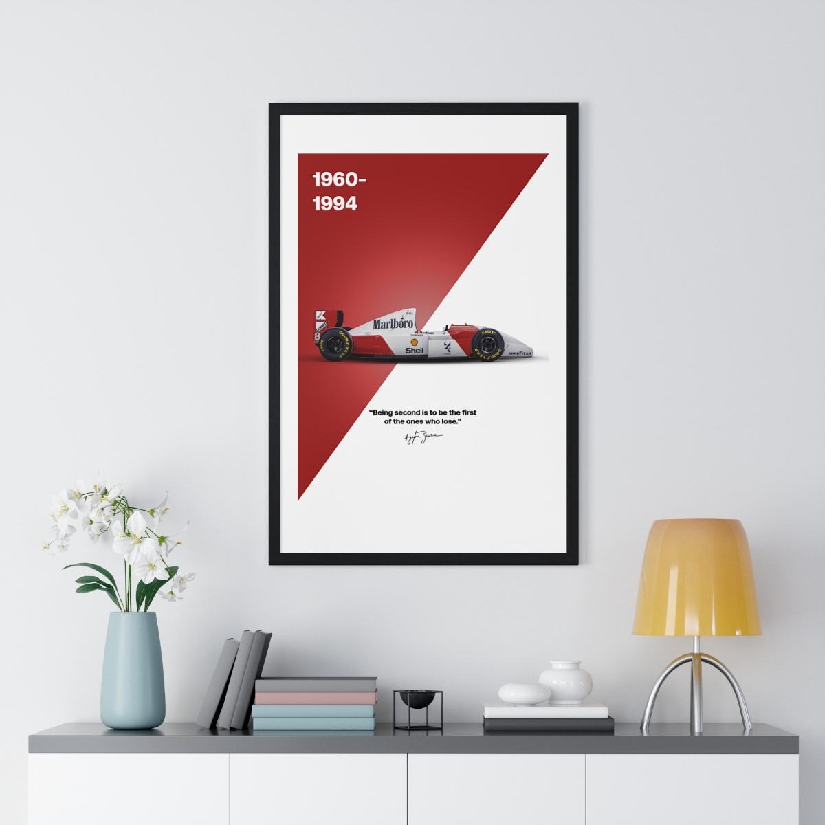 Ayrton Senna McLaren MP4/8 ポスター Ayrton Senna - McLaren MP4/8 - Formula 1 Poster by Jeremy