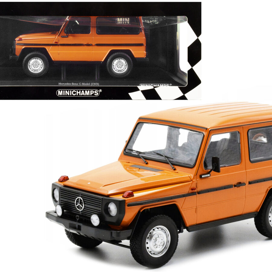1980 Mercedes-Benz G-Model (SWB) Orange with Black Stripes Limited Edition to 504 pieces Worldwide 1/18 Diecast Model Car by Minichamps Automotive
