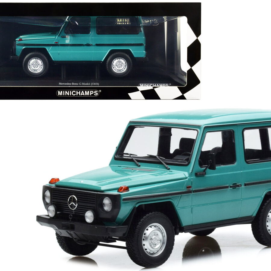 1980 Mercedes-Benz G-Model (SWB) Turquoise with Black Stripes Limited Edition to 504 pieces Worldwide 1/18 Diecast Model Car by Minichamps Automotive