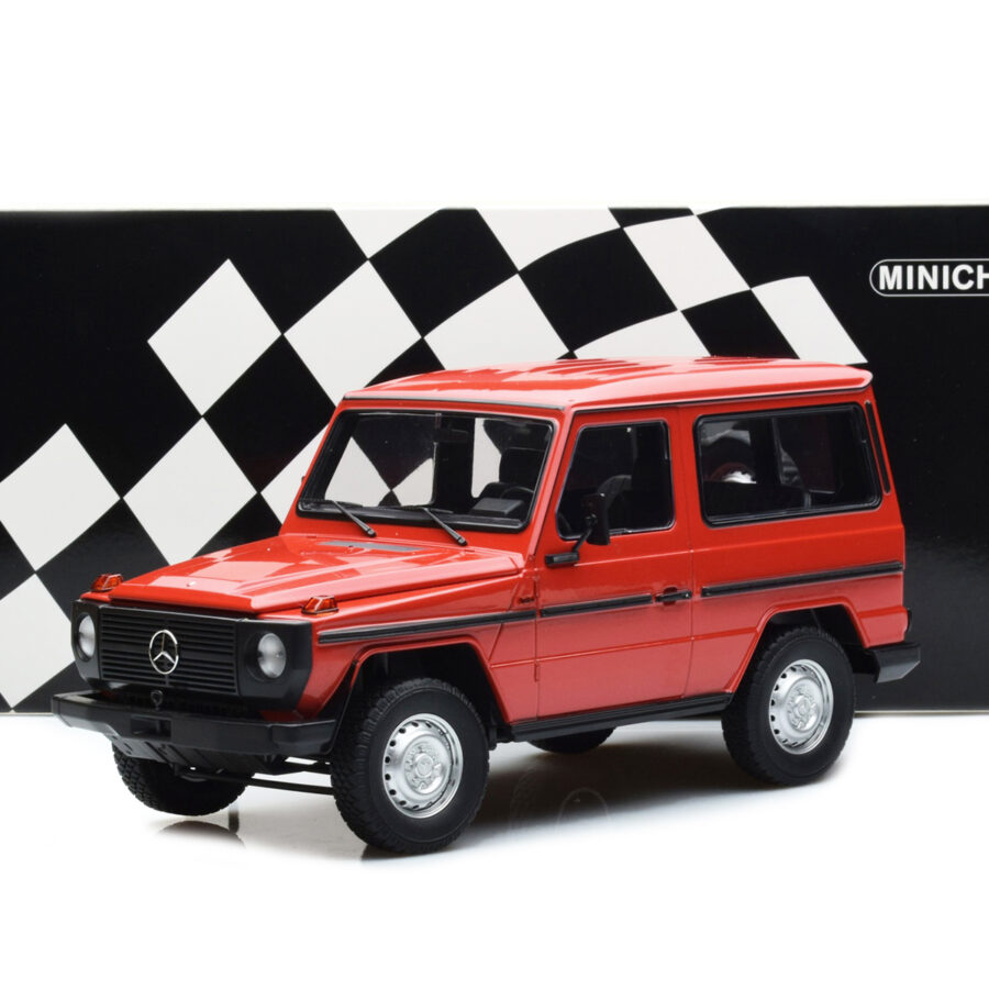 1980 Mercedes-Benz G-Model (SWB) Red with Black Stripes Limited Edition to 504 pieces Worldwide 1/18 Diecast Model Car by Minichamps Automotive