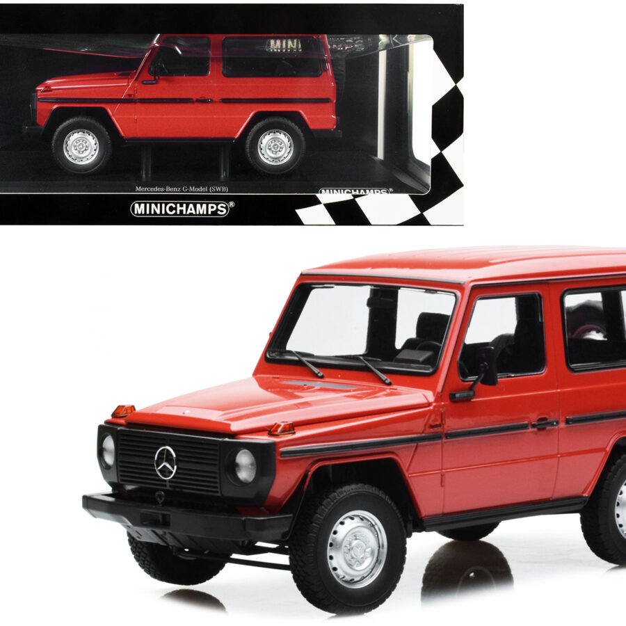1980 Mercedes-Benz G-Model (SWB) Red with Black Stripes Limited Edition to 504 pieces Worldwide 1/18 Diecast Model Car by Minichamps Automotive