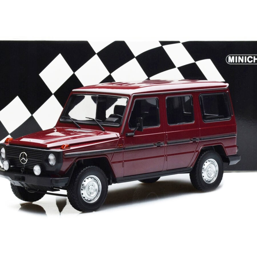 1980 Mercedes-Benz G-Model (LWB) Dark Red with Black Stripes Limited Edition to 402 pieces Worldwide 1/18 Diecast Model Car by Minichamps Automotive