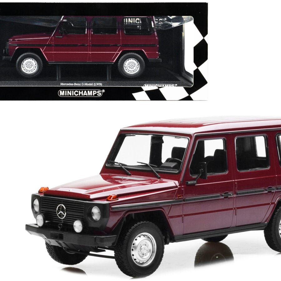 1980 Mercedes-Benz G-Model (LWB) Dark Red with Black Stripes Limited Edition to 402 pieces Worldwide 1/18 Diecast Model Car by Minichamps Automotive