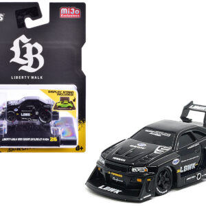1999 Nissan Skyline GT R R34 5 Liberty Walk Black 1 64 Diecast Model Car by Muscle Machines GPBox