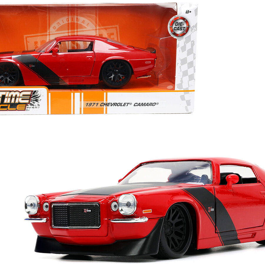 1971 Chevrolet Camaro Z/28 Red with Matt Black Stripes "Bigtime Muscle" Series 1/24 Diecast Model Car by Jada Automotive