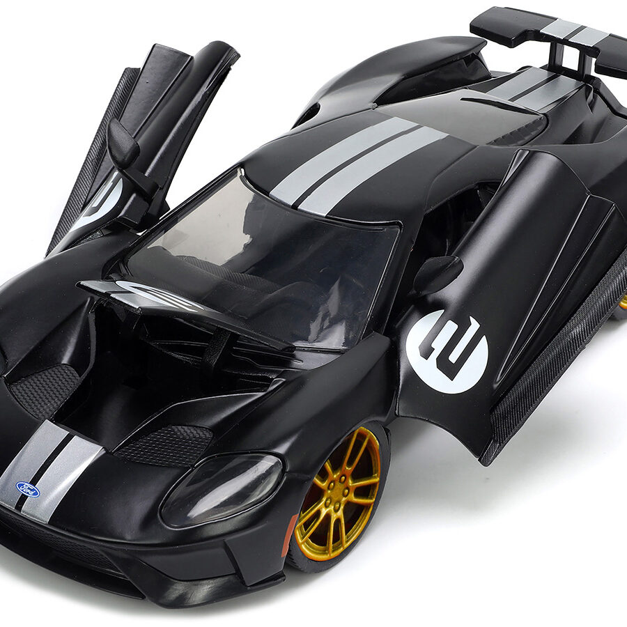 2017 Ford GT #2 Matt Black with Silver Stripes and Gold Wheels "Bigtime Muscle" Series 1/24 Diecast Model Car by Jada Automotive