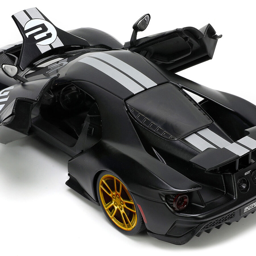 2017 Ford GT #2 Matt Black with Silver Stripes and Gold Wheels "Bigtime Muscle" Series 1/24 Diecast Model Car by Jada Automotive
