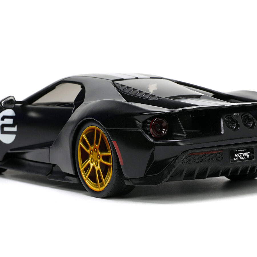 2017 Ford GT #2 Matt Black with Silver Stripes and Gold Wheels "Bigtime Muscle" Series 1/24 Diecast Model Car by Jada Automotive