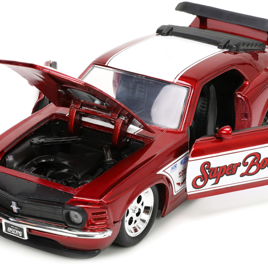 1970 Ford Mustang Boss 429 Candy Red with White Stripes "Super Boss" "Bigtime Muscle" Series 1/24 Diecast Model Car by Jada Automotive