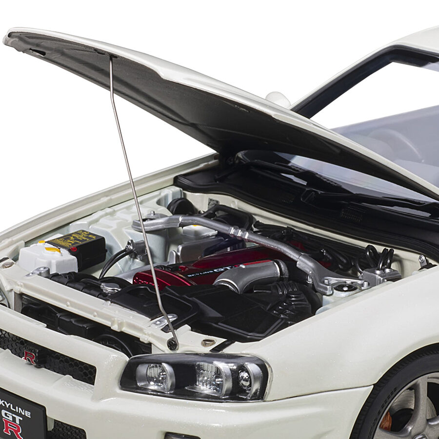 Nissan Skyline GT-R (R34) V-Spec II RHD (Right Hand Drive) White Pearl 1/18 Model Car by Autoart Automotive
