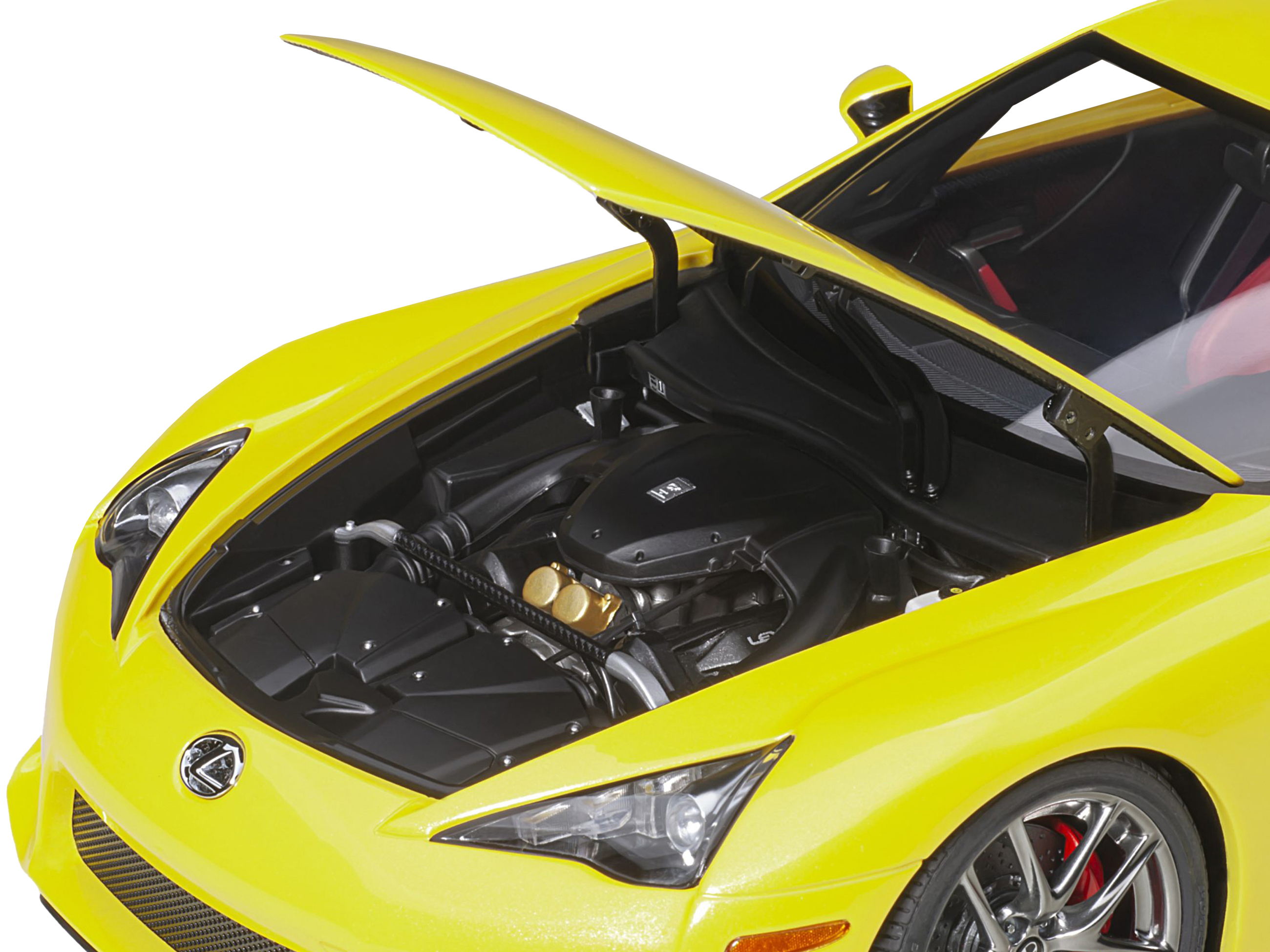 Lexus LFA Pearl Yellow with Red and Black Interior 1/18