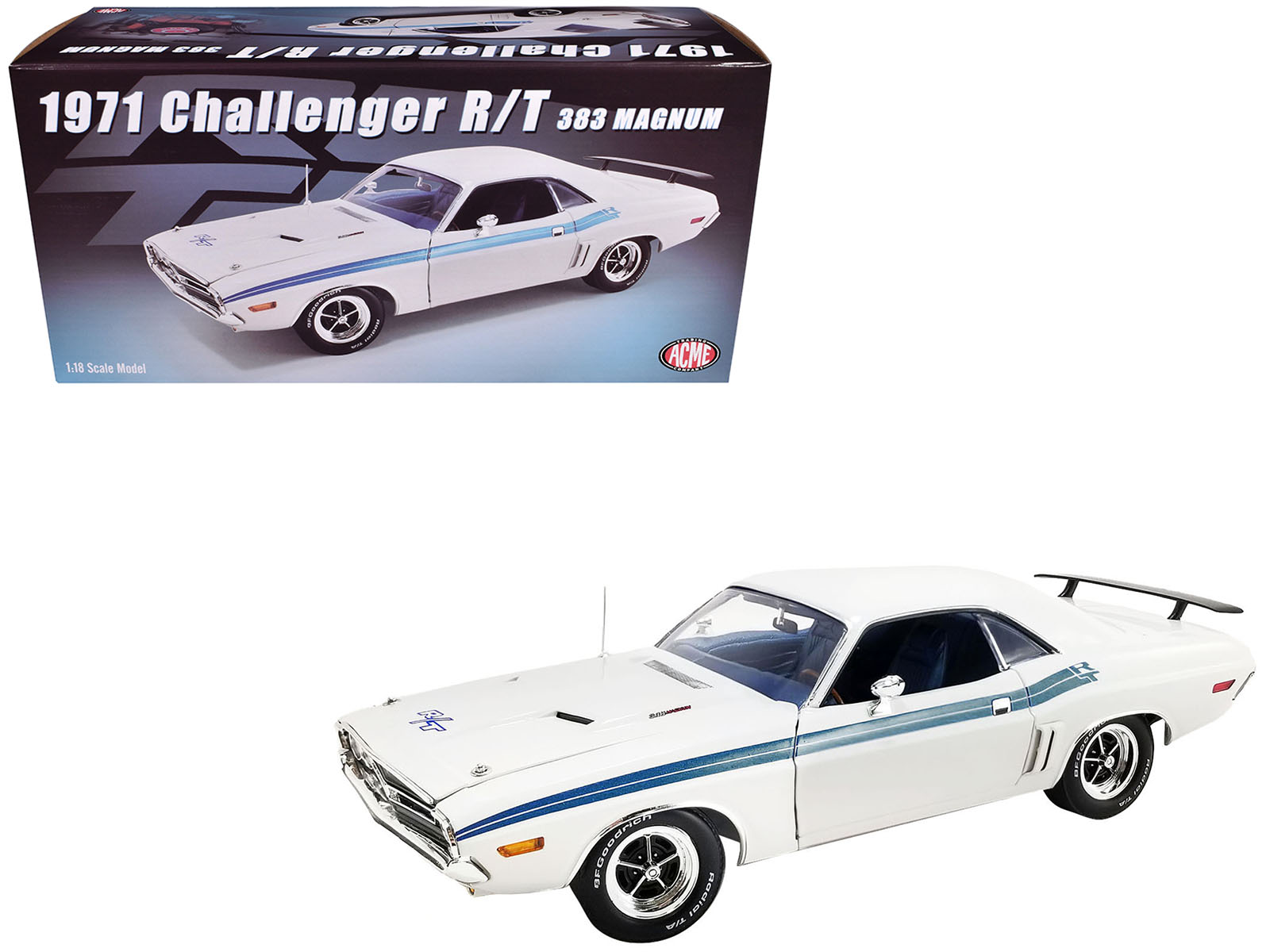 ミニカー　1/18 1971 Dodge Challenger R/T - Bright White with Black Interior and Red Plaid Seats [13668] 1:18 1971 Dodge Challenger R/T - Bright White with Black