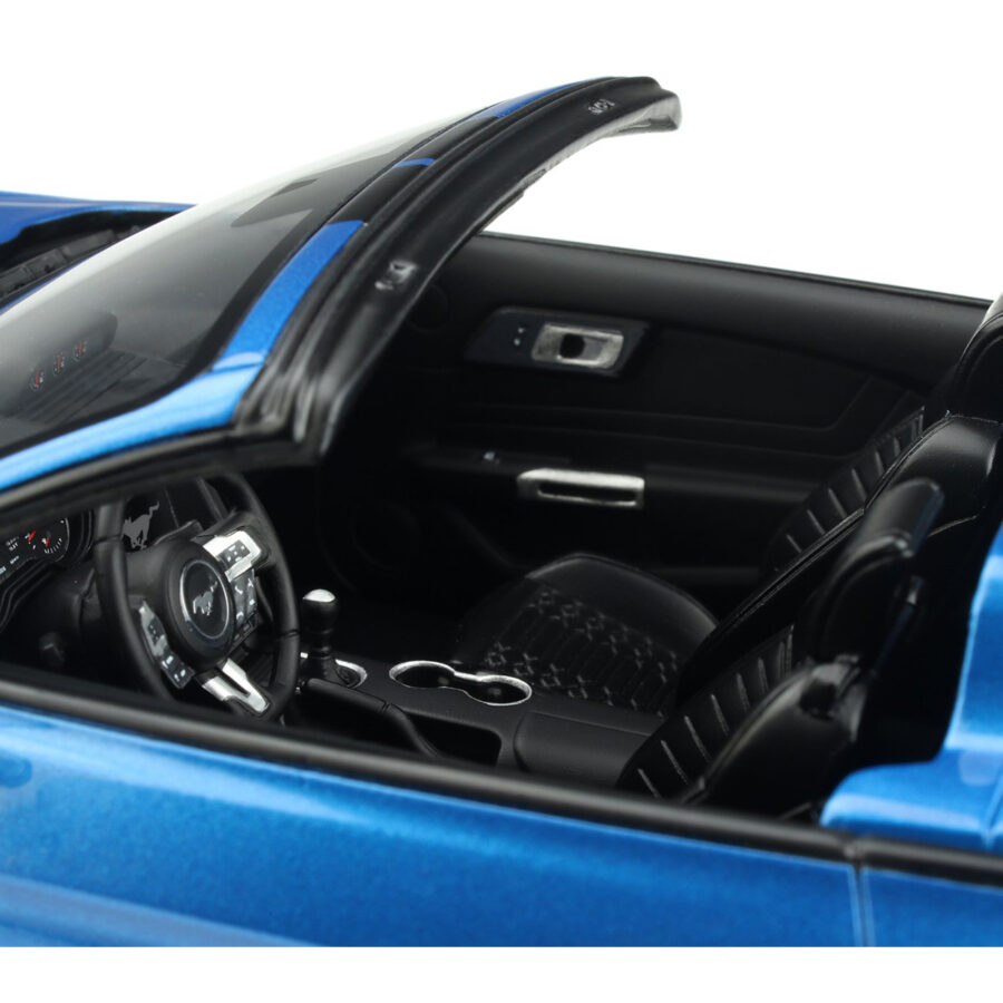 2022 Shelby Super Snake Speedster Convertible Blue Metallic with Black Stripes 1/18 Model Car by GT Spirit Automotive