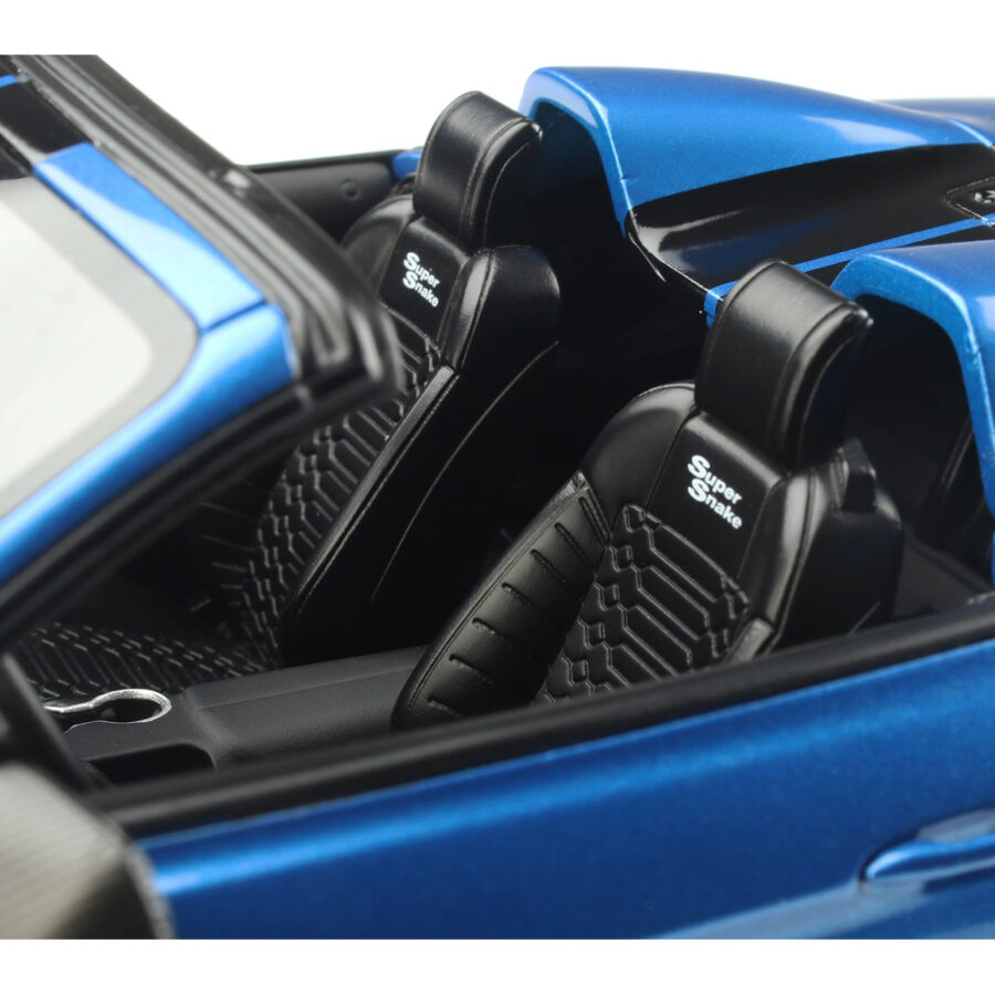 2022 Shelby Super Snake Speedster Convertible Blue Metallic with Black Stripes 1/18 Model Car by GT Spirit Automotive