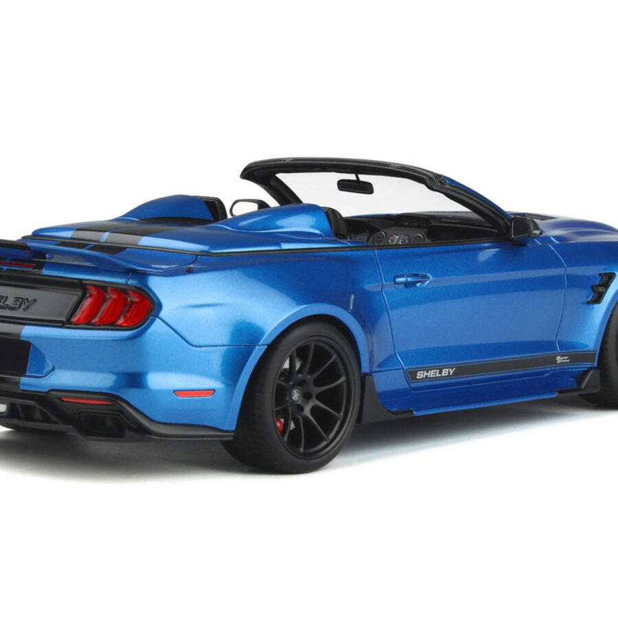 2022 Shelby Super Snake Speedster Convertible Blue Metallic with Black Stripes 1/18 Model Car by GT Spirit Automotive