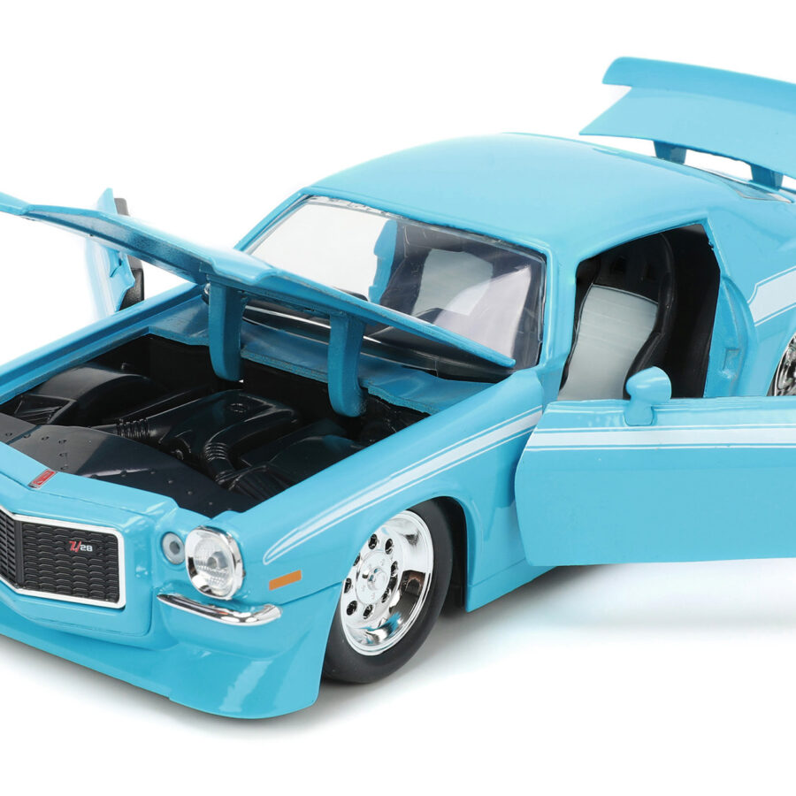 1971 Chevrolet Camaro Z/28 Light Blue with White Stripes "Bigtime Muscle" Series 1/24 Diecast Model Car by Jada Automotive