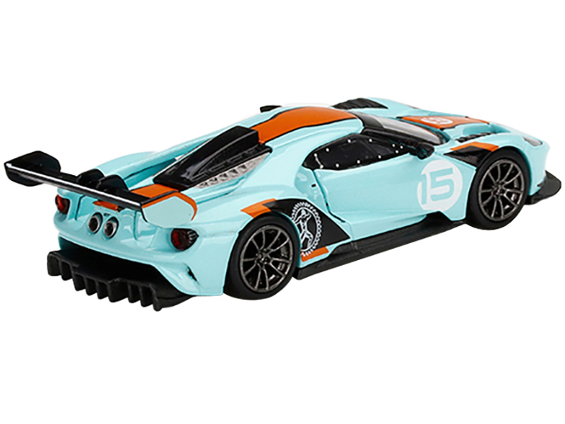 Ford GT MK II #002 #15 Light Blue with Orange Stripes Limited Edition to 6000 pieces Worldwide 1/64 Diecast Model Car by Mini GT Automotive