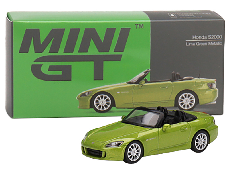 Honda S2000 (AP2) Convertible Lime Green Metallic Limited Edition to 1800 pieces Worldwide 1/64 Diecast Model Car by Mini GT Automotive