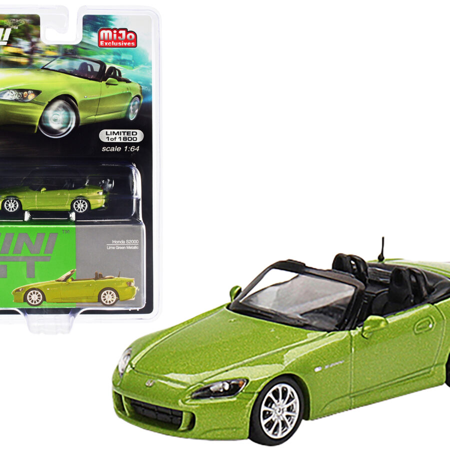 Honda S2000 (AP2) Convertible Lime Green Metallic Limited Edition to 1800 pieces Worldwide 1/64 Diecast Model Car by Mini GT Automotive