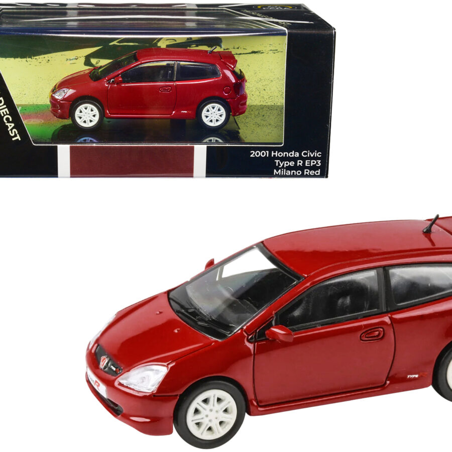 2001 Honda Civic Type R EP3 Milano Red 1/64 Diecast Model Car by Paragon Models Automotive