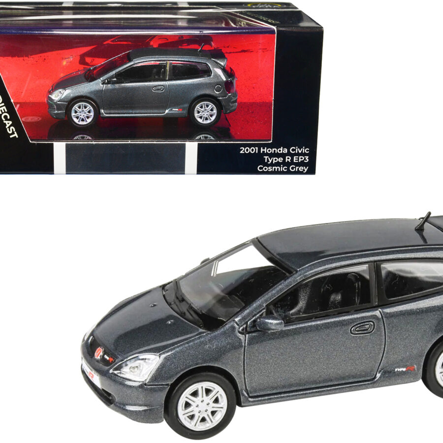 2001 Honda Civic Type R EP3 Cosmic Gray Metallic 1/64 Diecast Model Car by Paragon Models Automotive