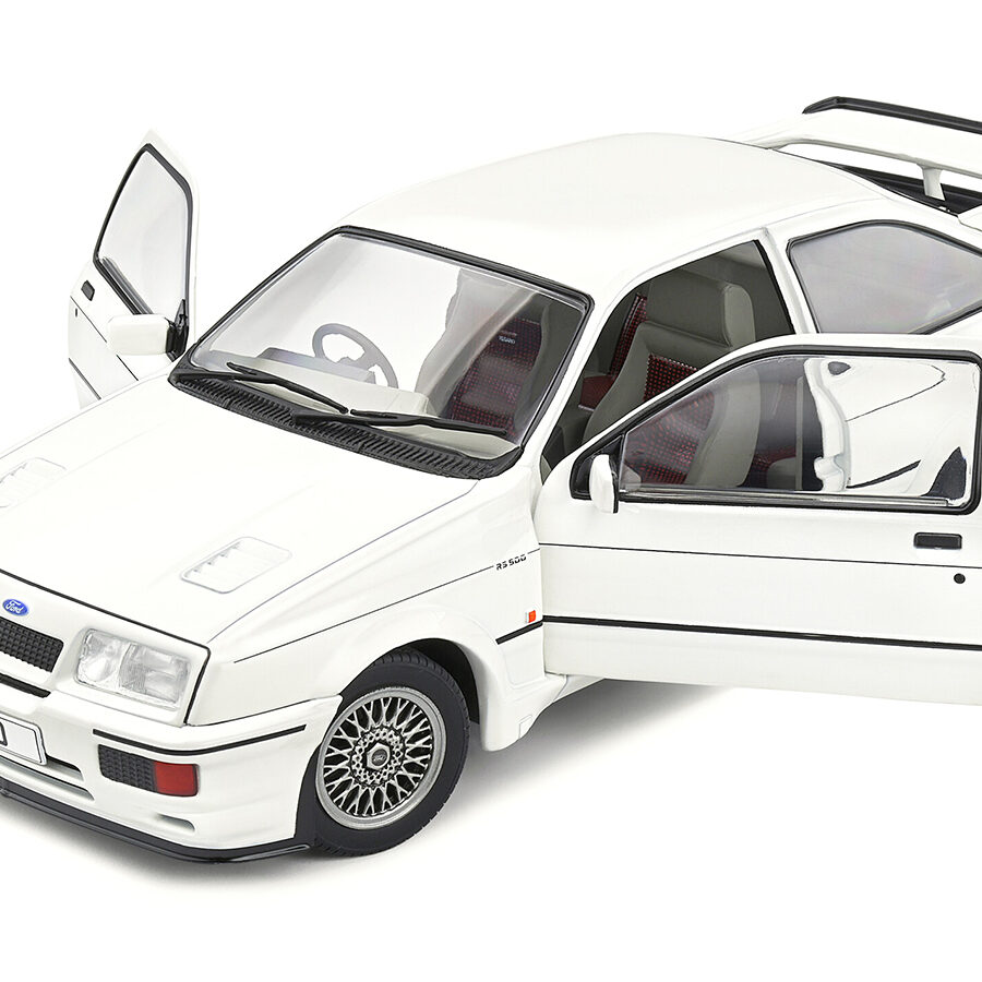 1987 Ford Sierra RS500 RHD (Right Hand Drive) White with Black Stripes 1/18 Diecast Model Car by Solido Automotive