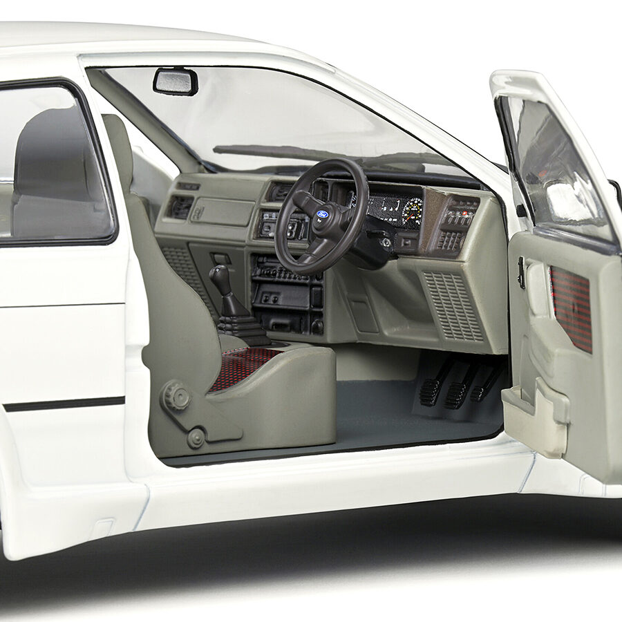 1987 Ford Sierra RS500 RHD (Right Hand Drive) White with Black Stripes 1/18 Diecast Model Car by Solido Automotive