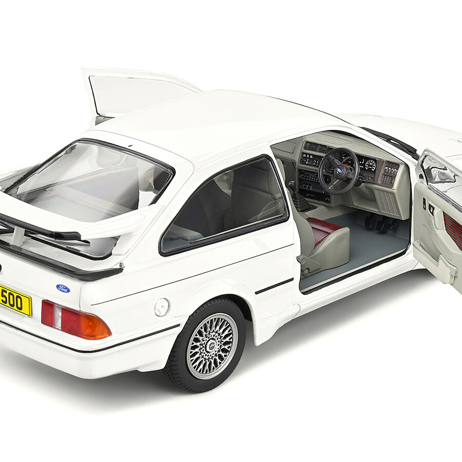 1987 Ford Sierra RS500 RHD (Right Hand Drive) White with Black Stripes 1/18 Diecast Model Car by Solido Automotive