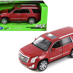 2017 Cadillac Escalade with Sunroof Red Metallic 1 24 1 27 Diecast Model Car by Welly GPBox