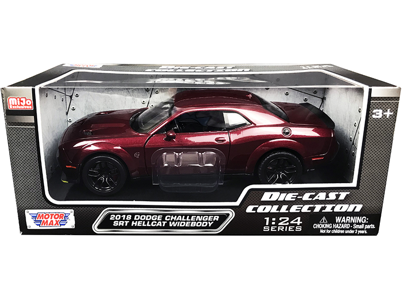 2018 Dodge Challenger SRT Hellcat Widebody Burgundy Metallic "Die-Cast Collection" Series 1/24 Diecast Model Car by Motormax Automotive