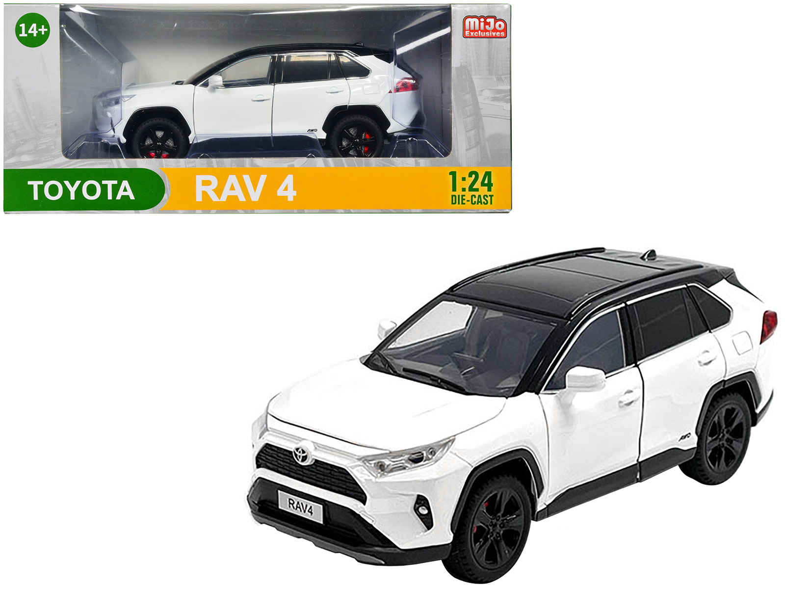 Toyota Rav4 Hybrid XSE White with Black Top and Sunroof 1/24