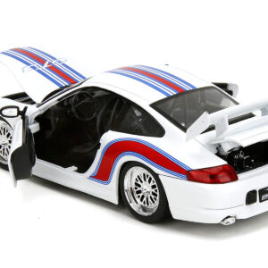 Porsche 911 GT3 (996) White with Red and Blue Stripes 