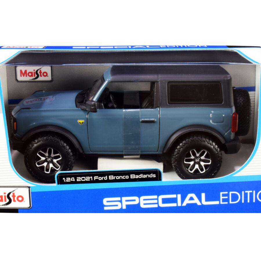 2021 Ford Bronco Badlands Blue with Black Top "Special Edition" 1/24 Diecast Model Car by Maisto Automotive