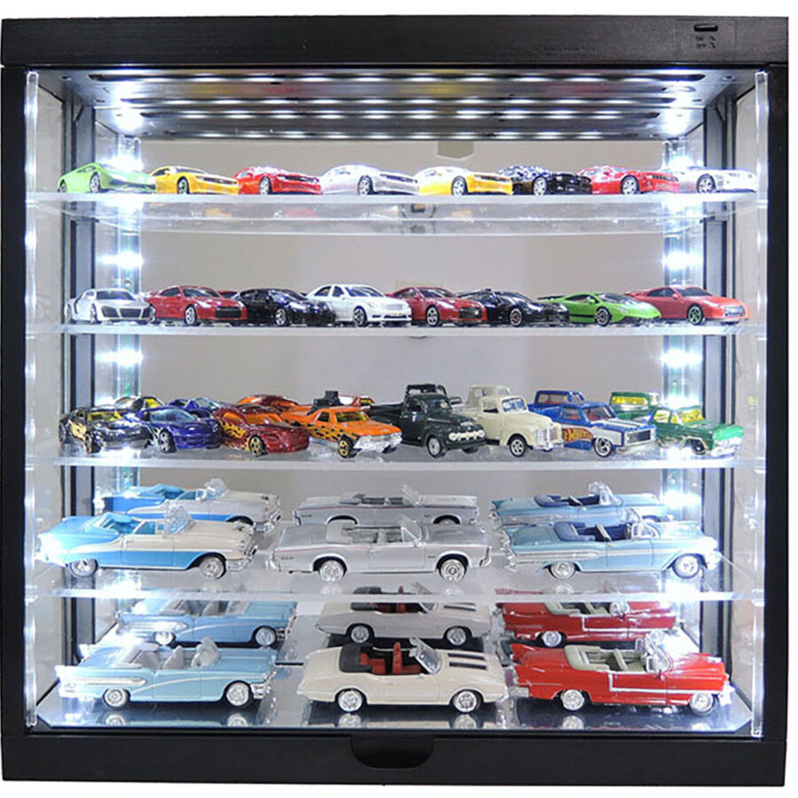 Showcase Wall Mount 5 Tier Display Case with Mirror Back Panel "Mijo Exclusives" for 1/64-1/43 Scale Models Automotive