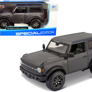 2021 Ford Bronco Badlands Gray Metallic with Black Top "Special Edition" 1/24 Diecast Model Car by Maisto Ford by Diecast Mania